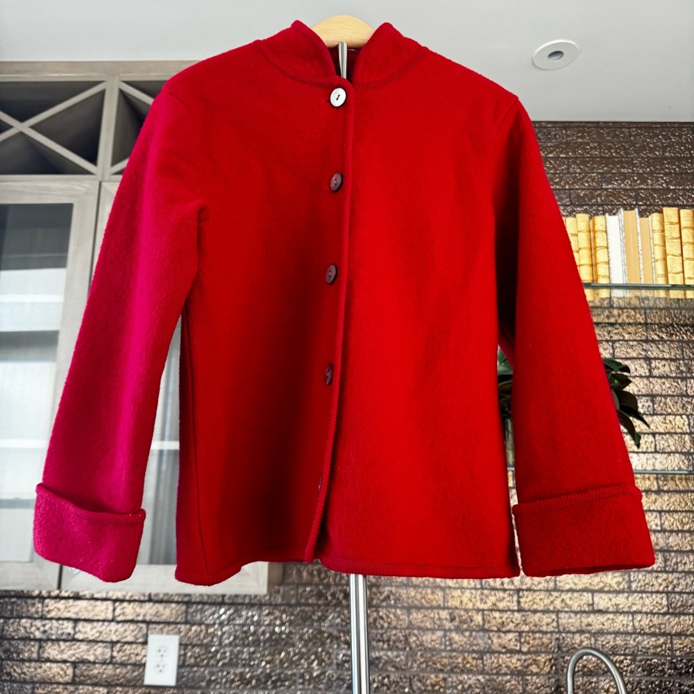 Vintage Red Wool Button-Up Jacket - image 3